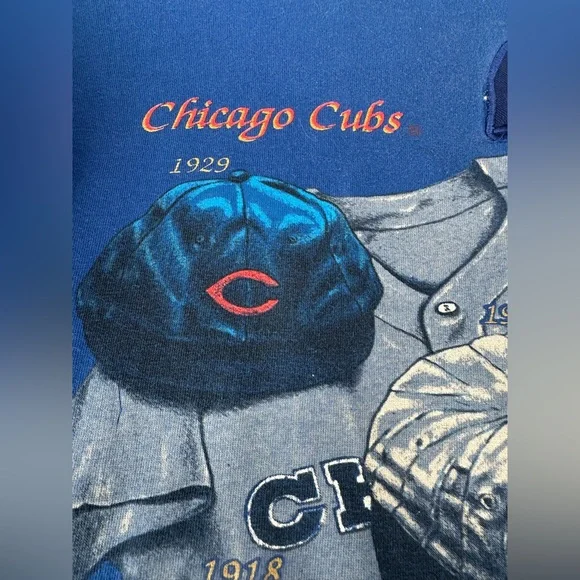 VTG 90s Chicago Cubs Single Stitch T-Shirt Pennant World Series MLB Mens Medium - Picture 7 of 11
